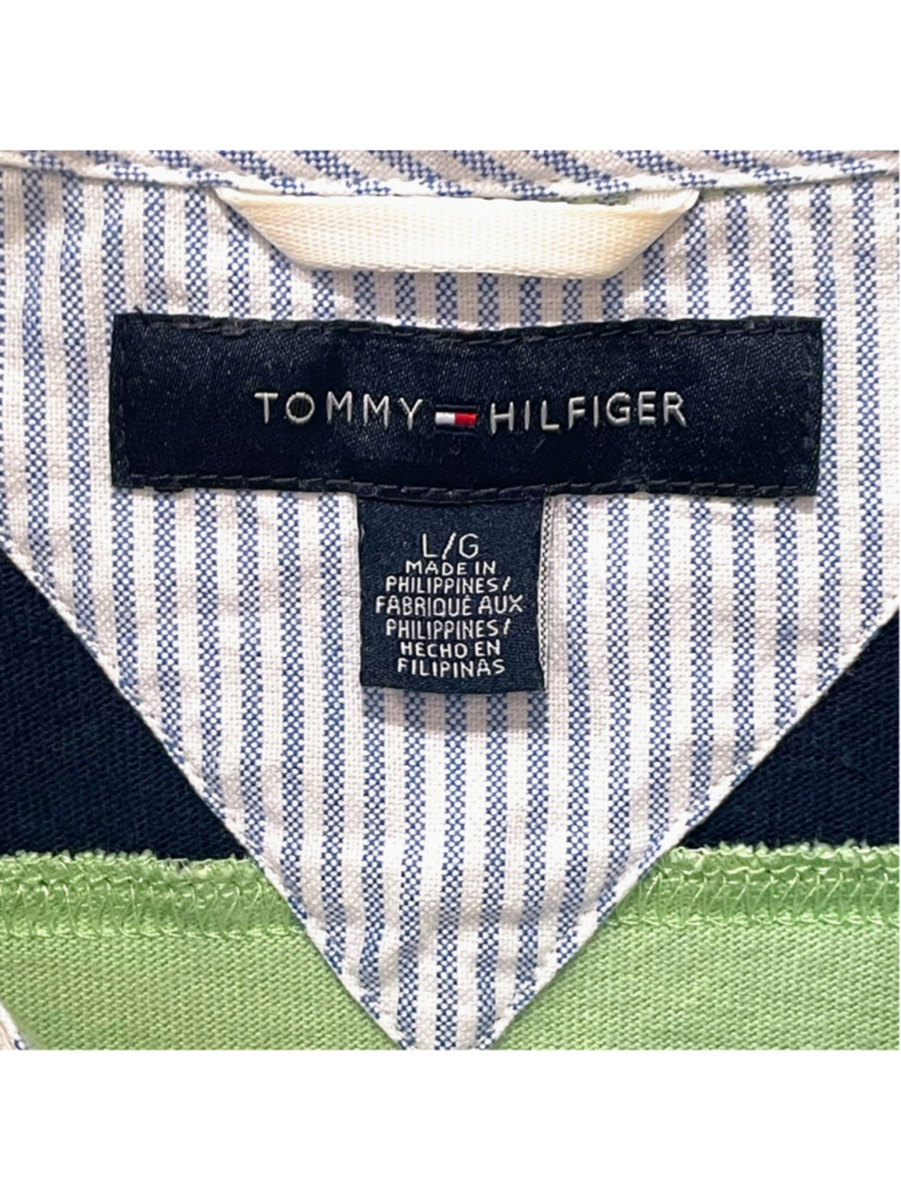 Tommy Hilfiger Boys Size Large Polo Shirt Striped Embroidered Rugby Y2K #8 - Picture 9 of 15
